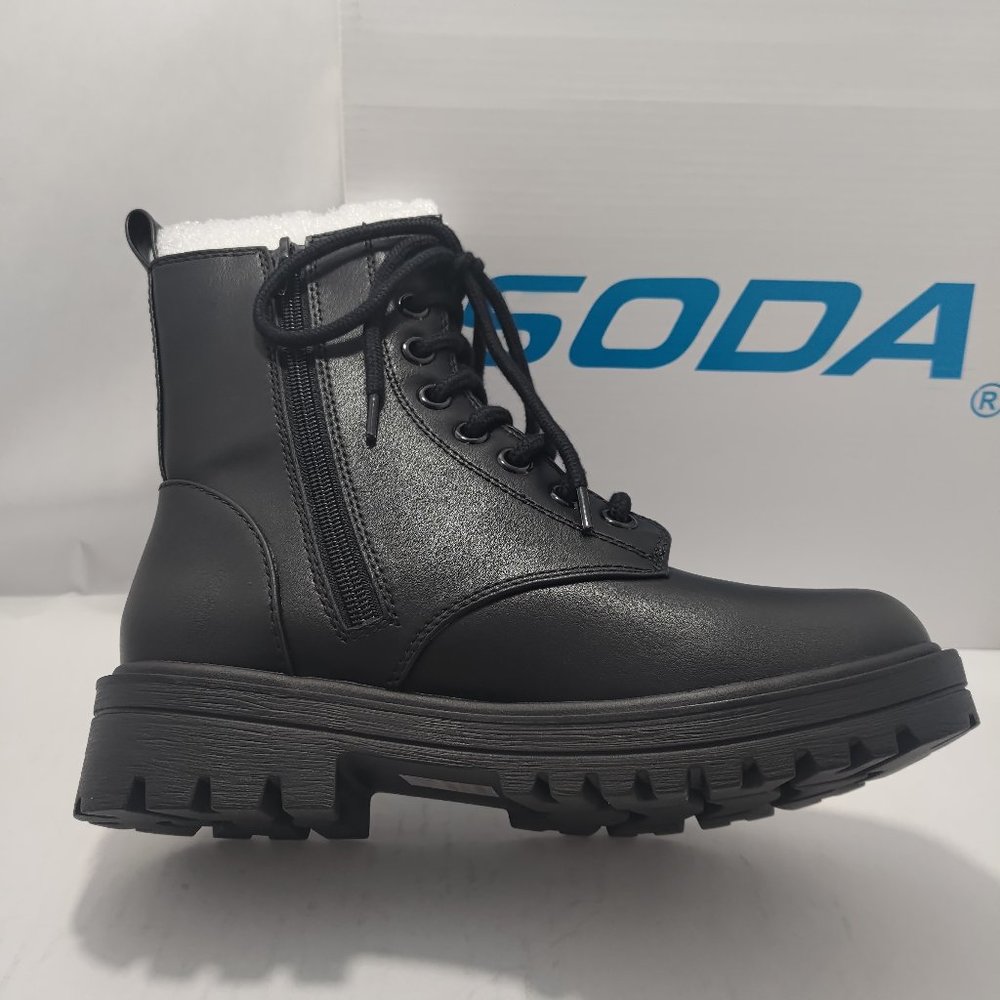 FIRM Lace Up Ankle Boots Black Pu